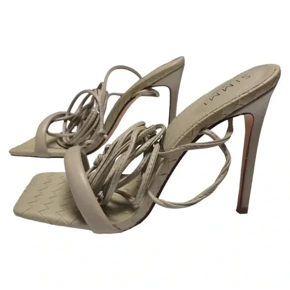 Simmi London Heels Strappy Lace up Heels Seagreen Light Green Size 8 - Picture 3 of 11